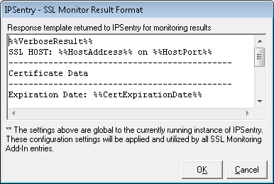 SSL Certificate Monitor Result Format Editor