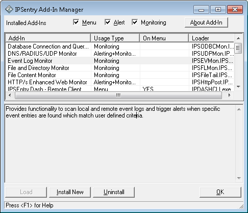 IPSentry Add-In Manager
