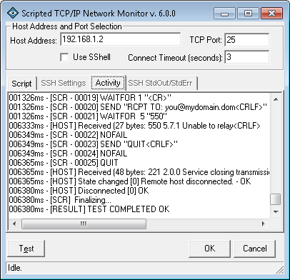 Scripted TCP/IP Network Monitoring Add-In Configuration