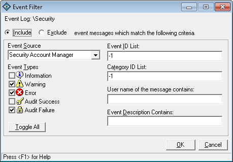 Event Log Monitoring Add-In Configuration
