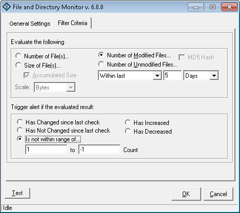 File and Directory Monitoring Add-In Configuration