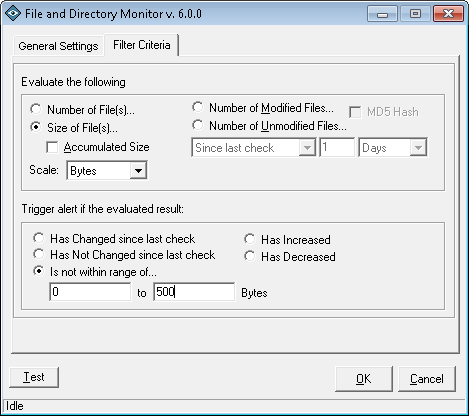 IPSentry File and Directory Monitor Size Range