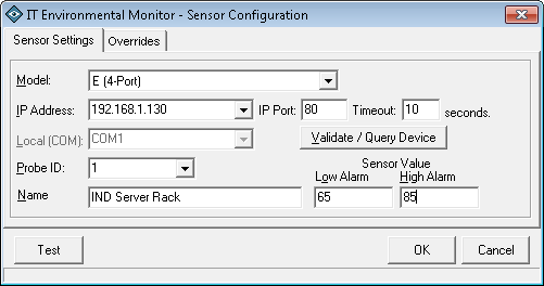 IT Environmental Monitoring Add-In Configuration