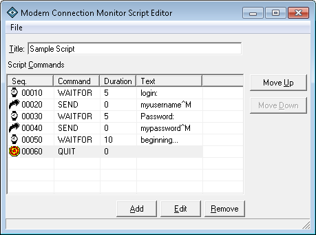 Modem Connection Monitoring Add-In Configuration