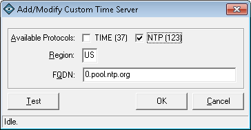 Network Time Monitoring and Synchronizing Add-In Configuration