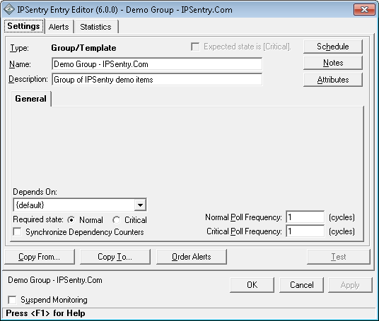 IPSentry Group and Template Device Configuration