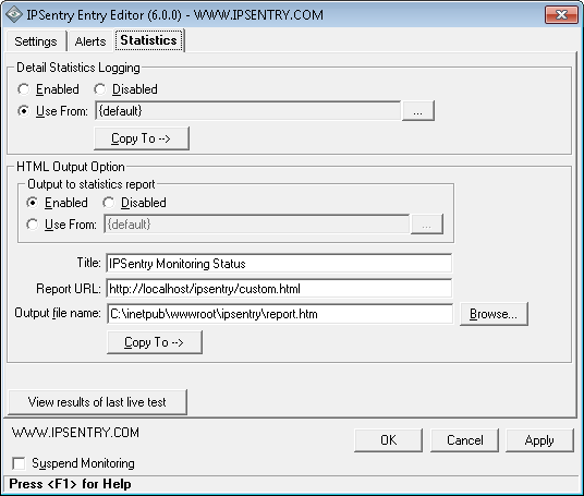 IPSentry Device Entry Editor - Statistics