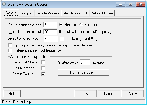 IPSentry System Options - General