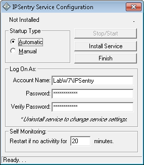 IPSentry System Options - General - Service