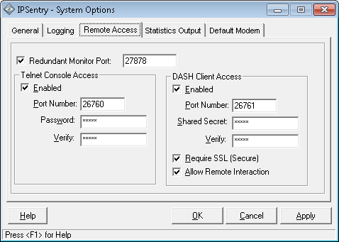 IPSentry System Options - Remote